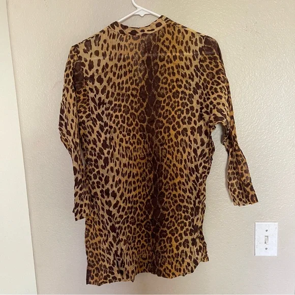 Moschino Brown Leopard Print swim cover up blouse Large - Picture 5 of 8
